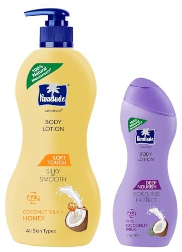 Parachute Advansed Soft Touch Body Lotion, 400ml & Parachute Advansed Deep Nourish Body Lotion for Women & Men, Dry Skin, 250ml | Pure Coconut Milk, 100% Natural, 72h Moisturisation
