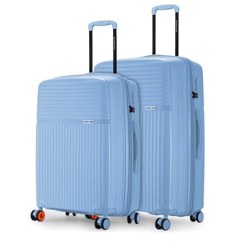 Nasher Miles Krabi Expander Hard-Sided Polypropylene Luggage Set of 2 | 65cm & 75cm | 8 Wheels Medium & Large Trolley Bag for Travel | Suitcase (Steel Blue)