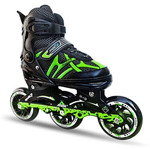 jaspo Radar Hydra-Max Adjustable Inline Shoe Skates For All Age Groups (Green, Small (10-13), Unisex)