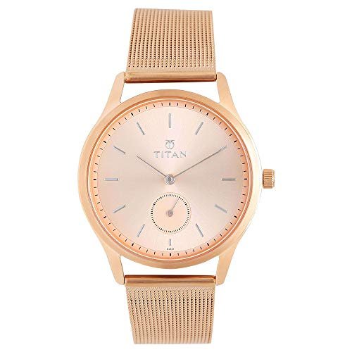 Titan Ladies Workwear Slimline Analog Rose Gold Dial Women’s Watch-NN95069WM01
