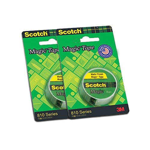 Scotch Magic Tape – The Original Matte-Finish Invisible Tape by 3M, Pack of 2 (2 Rolls, Width 1.9cm Length 25.4m)