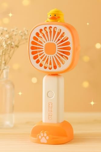 PoPo Toys Duck Mini Portable Fan, Powerful Hand Fan Cute Design Lightweight Rechargeable USB Handheld Fan for Girls, Women, Men, Kids, Indoor, Outdoor