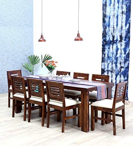 Mamta Decoration Sheesham Wood Dining Table Set with 8 Chairs | Home and Living Room | Provincial Teak Finish