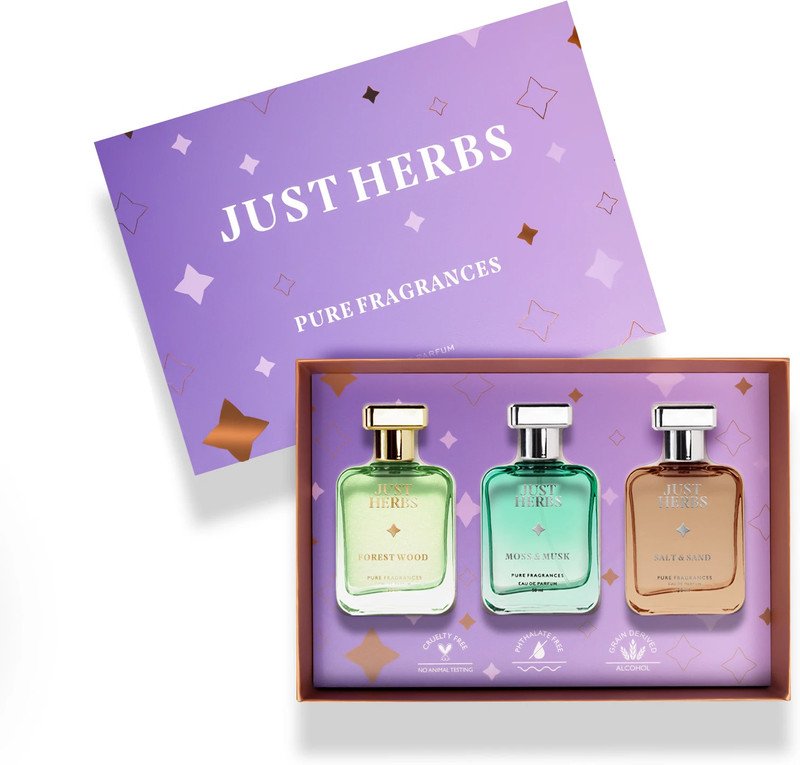 Just Herbs Pure Fragrances Energising & Relaxing Trio Perfume Set of 3 – 50ML Eau de Parfum  –  150 ml(For Men & Women)