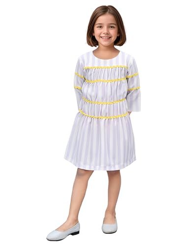 Toonyport Girls Full Sleeve Knee Length Fashionable Dress (Lavender) (9 Years – 10 Years)