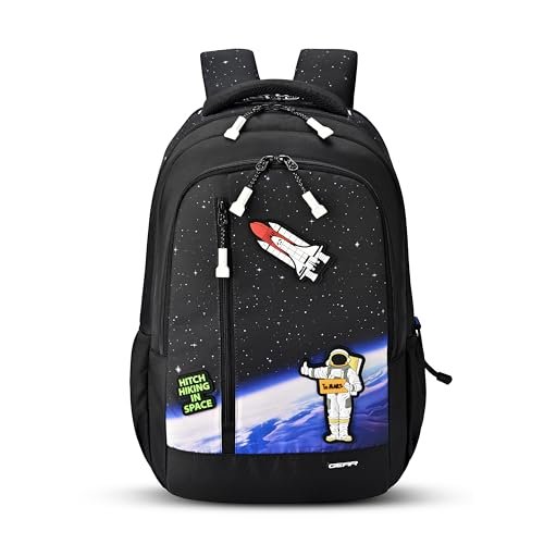 Gear Astro Cab 4 Compartment Backpack 19″/37L Large Water Resistant School Bag/Casual 4 Compartment Backpack/Daypack/Kids Bag for Boys/Girls (Black-Blue)