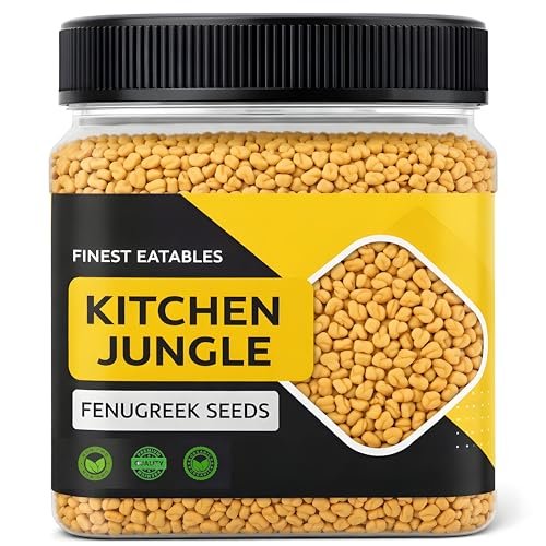 Kitchen Jungle Premium Fenugreek Seeds – 350 GM Jar Pack | Whole Natural Sabut Methi Dana | Chemical-Free & Unpolished | Ideal for Cooking & Health Benefits