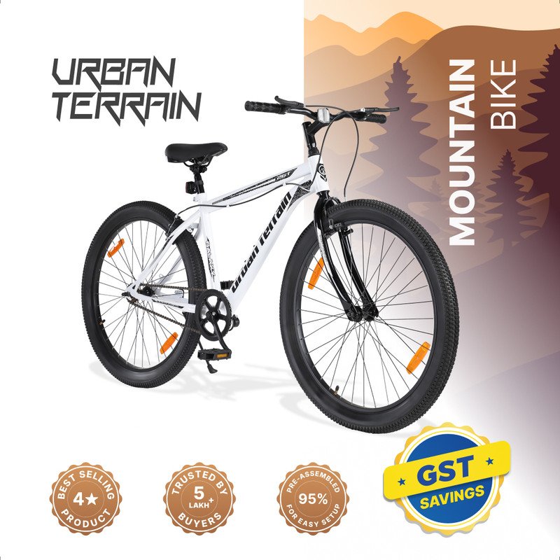 Urban Terrain Galaxy 26T High Performance MTB Cycles For Men With Complete Accessories 26 T (inch) Road Cycle(Single Speed, White, Rigid)