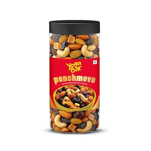 Yogabar Panchmeva Premium Nuts and Dry Fruits Mix- 400 gm Jar | Almonds | Cashews | Raisin | Dates