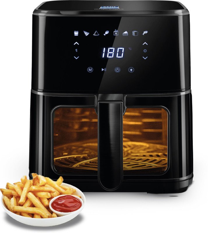 KENT Ultra Digital Air Fryer 4.5L |1500W| Bake, Grill & Roast | Up to 80% Less Oil Usage |8 Preset Menu|Rapid Heat Circulation |Digital Display & Touch Control Panel |Glass Window with in built Light Air Fryer(4.5 L)