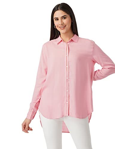 FYLTR Women’s Full Sleeves Casual Collar Top -Lightweight, Soft Handfeel (Boss Rose, M)
