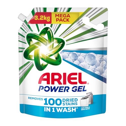 Ariel Power Gel Liquid Detergent for Top Load & Semi Auto – 3.2g | Removes 100 Dried Stains in 1 Wash | Faster Dissolving | Long-Lasting Fragrance | Color Protection | At the price of Powders
