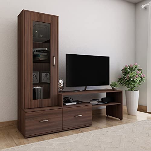 Home Centre Engineered Wood Isla Tv Unit – Brown,155 x40 x158 Cm