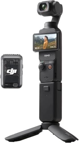 DJI Osmo Pocket 3 Creator Combo, Vlogging Camera with 1” CMOS & 4K/120fps Video, 3-Axis Stabilization, Face/Object Tracking, Fast Focusing, Mic Included for Clear Sound, Small Camera for Photography