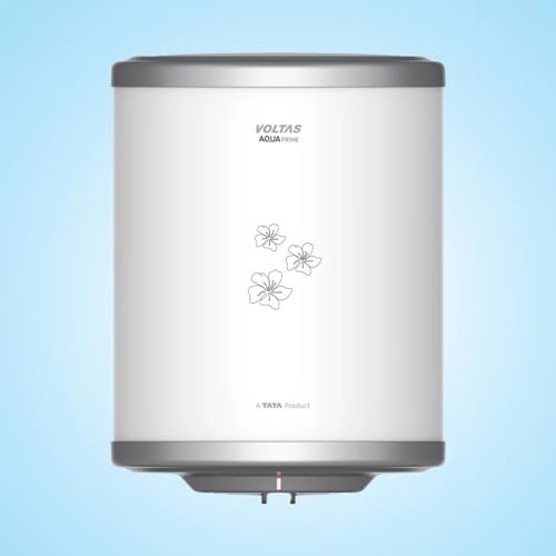 Voltas Aqua Prime 25L Water Heater 2000W, Warranty of 7 years on Tank, 3 Years on Heating Element, 2 Years on Product by Voltas|Free Installation| Free Connecting Pipe|Copper Element|8 Bar (White)