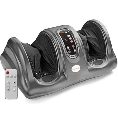 Lifelong Foot Massager Machine For Pain Relief With Kneading Function – Also Used As Leg Calf Massager – Corded Electric Foot Massage Machine For Home With Customizable Settings (LLM360, Grey)