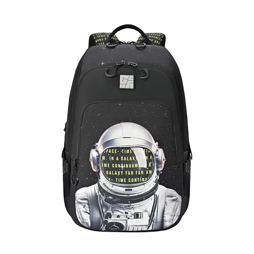 Gear Cosmonaut 3 Compartment Backpack 17″/30L Medium Water Resistant School Bag/Casual 3 Compartment Backpack/Daypack/Kids Bag for Boys/Girls (Black-White)