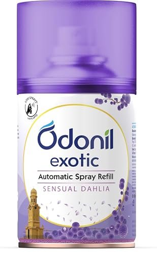 DABUR Odonil Exotic Automatic Spray – 225Ml |Sensual Dahlia |2X Long Lasting |Fits all Machines | 2200 Sprays Guaranteed |Lasts Upto 60 Days |Suitable for Washroom, Gym area, Living Room & Office