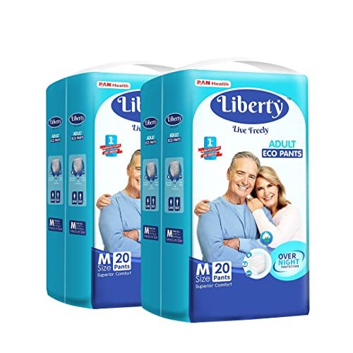 Liberty Eco Adult Diaper Pants Unisex, Medium 2×20 Pcs, Waist Size (61-115 cm | 24-45 Inches) (Pack of 2)