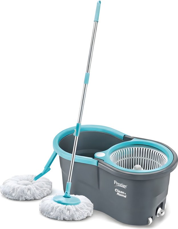 Prestige Alpha with 2 Microfiber heads 360 Degree Spinner Mop Set(Grey, Blue)