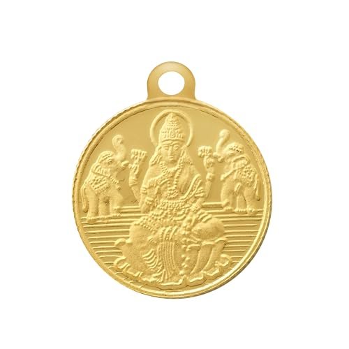 Bangalore Refinery 24k (999) Purity 5gm Yellow Gold Lakshmi Round Pendant (without hook)