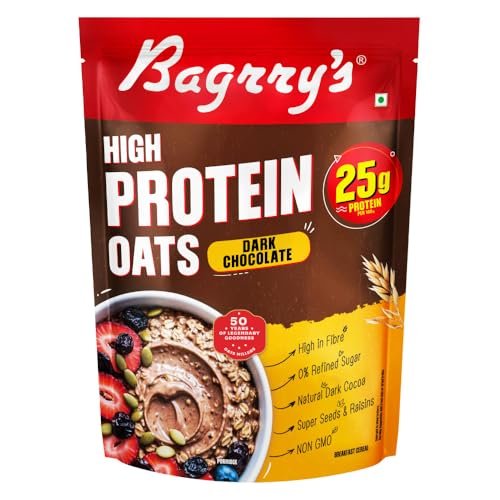 Bagrry’s 25g Protein Oats 750g | Dark Chocolate, Raisins & Pumpkin Seeds | Whey Protein & Plant Protein Blend | High Fibre Breakfast | Rolled Oats | No Refined Sugar | No Added Preservatives