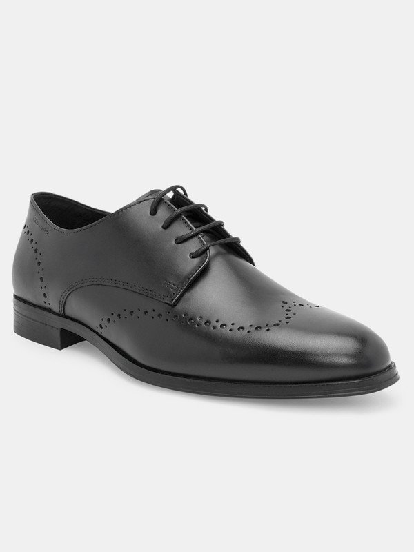 RED TAPE Formal Derby Shoes for Men | Real Leather Shoes With Low-cut Pattern Derby For Men(Black , 8)