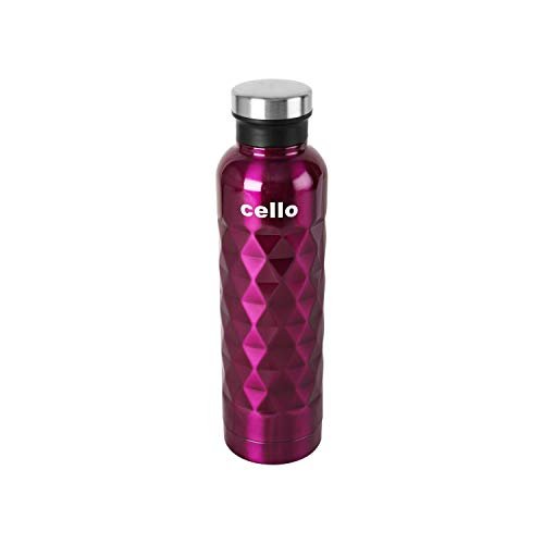 Cello Invictus Stainless Steel Double Walled Bottle, Hot and Cold, 700ml, Purple | Vacusteel Water Flask with Durable DTP Coating | Leak Proof Flask for Beverages | Ideal for Home, Travel, Office