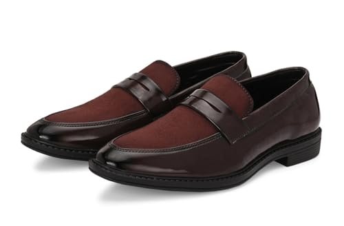 Massari Men’s PU Leather Moccasin Formal Shoes SWAT73 Brown-9