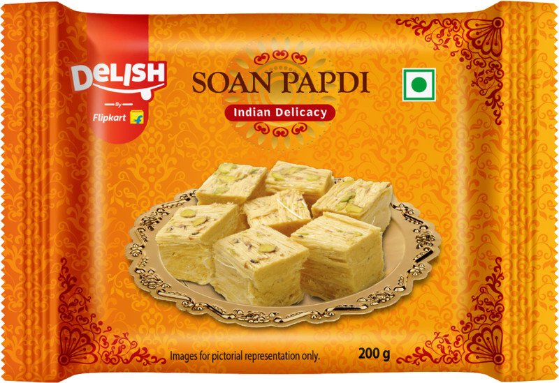 Delish by Flipkart Soan Papdi with Almonds, Pistachio, Elaichi Pouch(200 g)