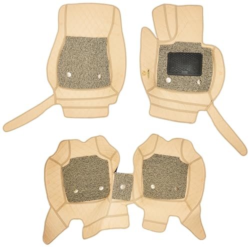 Woschmann – Beige Luxury 7D Car Foot Mats Car Floor Mats Faux Leather All Weather Waterproof Full Surrounded Anti Slip Foot Carpets for-BMW X1 2017