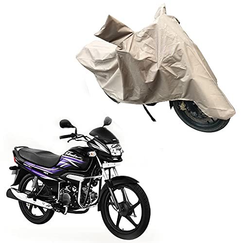 Oshotto Dust and Water Proof Double Mirror Pocket X1 Bike Body Cover Compatible with Hero Super Splendor (Brown)