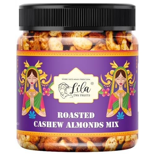 LILA DRY FRUITS Roasted Kaju Badam Mix 500 grams Salted Cashew Almond Mixed Pack Ideal for Snacking, Munching, Partying Flavoured Cashews Almonds Healthy Snacks Perfect for Giftings