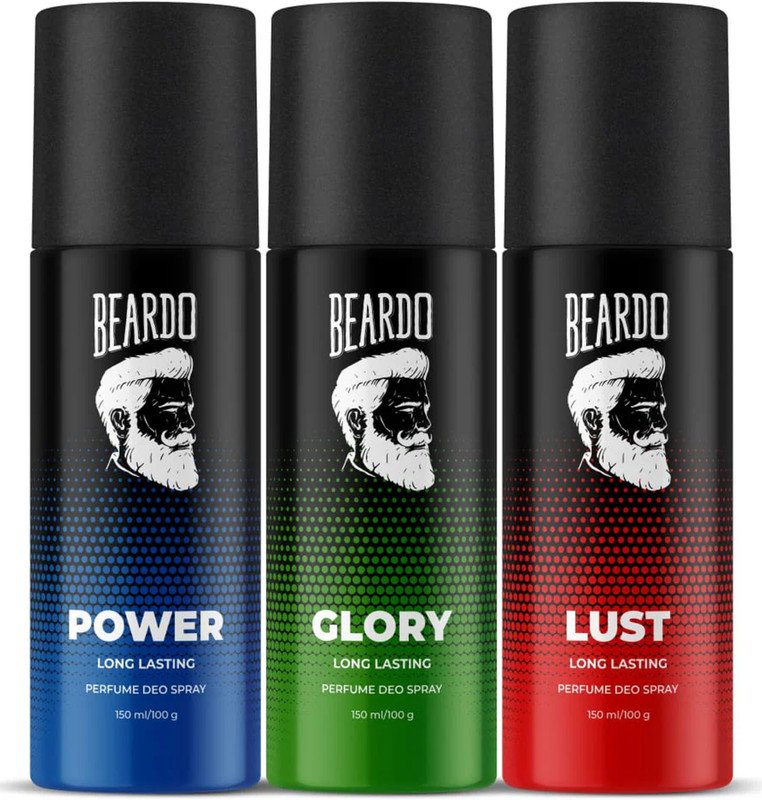 BEARDO Power, Lust & Glory Body Spray | Long Lasting Deo Deodorant Deodorant Spray  –  For Men(450 ml, Pack of 3)