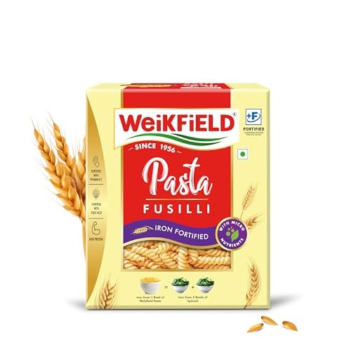 Weikfield Fusili Pasta | Healthy Pasta Made With 100% Durum Wheat Semolina | No Maida | Rich in Protein & Fibre | Non-Sticky | 100% Vegetarian | 400g Pouch