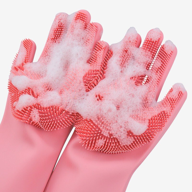 Abgrow Magic Silicone Dish Washing Gloves Wet and Dry Glove Set(Free Size Pack of 2)