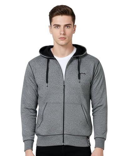 AWG ALL WEATHER GEAR Hoodies for Men | Men’s Solid Hooded Sweatshirt | Winter Wear | Pullover | Jackets for Men Stylish | Zipper Hooded Sweatshirt Charcoal