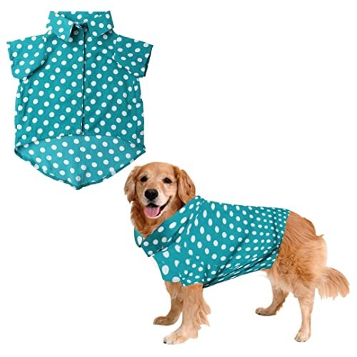 Sage Square Funky Soft Material Dog Shirt | Cool/Funky Print Pet | Soft Light Weight | Comfortable & Breathable Dog Clothing | Trendy Vest Outfit (Polka Sky Blue) (XXSmall – 10inch)