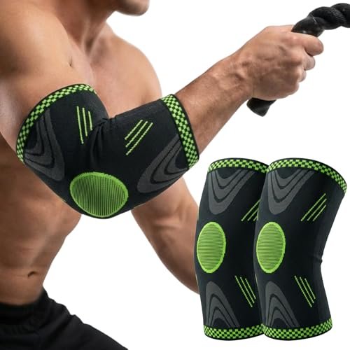 BIONFIT Elbow Support Sleeve Pair for Men & Women | Compression Elbow Brace for Gym, Weightlifting, Tennis & Pain Relief | Breathable Anti-Slip Elbow Support