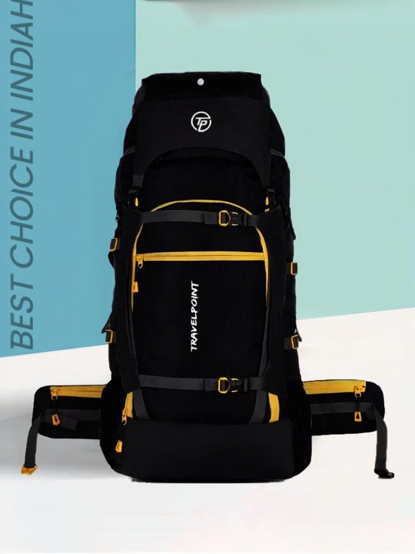 TRAVEL POINT WATERPROOF TREKKING BAG HIKKING BACKPACK FOR TRAVEL & OUTDOOR Rucksack  – 60 L(Black, Yellow)