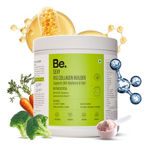 Be. Veg Collagen Powder for Women & Men | Plant-Based Supplement with VegCol, Glutathione, Hyaluronic Acid & Vitamin E | Vegan Builder for Skin Glow, Hydration, Hair & Nail Health | Mix-Fruit Flavour | 300 g
