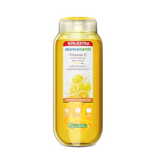 Mamaearth Vitamin C Moisturizing Body Wash with Vitamin C & Refreshing Lemon Scent for Skin Illumination- 275ml|Deeply Cleanses|Intensely Moisturizes|Long-Lasting Fragrance|Radiant Glow|All Skin Types