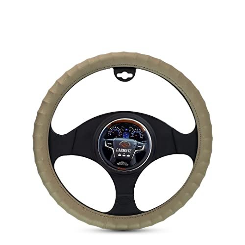 Carmate Beige Car Steering Cover Finger Grip for Skoda Superb, Medium