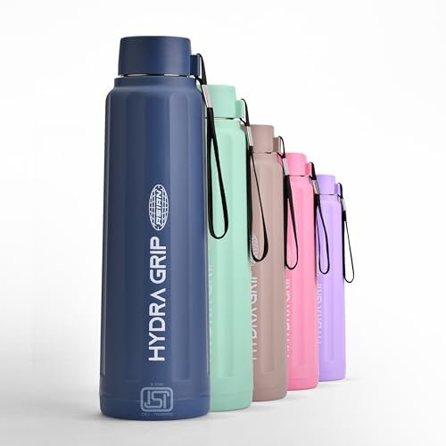 ASIAN Plastowares Hydra Grip Insulated Water Bottle 500ml | Seen on Farah Khan Show! | Thermosteel Flask for Hot & Cold Drinks | Leakproof Blue Travel Mug | Winter & Secret Santa Essential