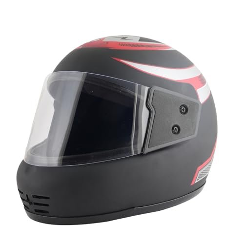 Sage Square Audi Kimi Full Face Helmet | ISI Certified | Clear Visor | Comfort Inner Padding | Designed for Extra Comfort & Style (Black Matte-Red Decal) (Small)