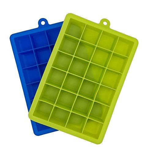 Clazkit Silicone Ice Cube Trays 2 Pack – 24 Cavity Per Ice Tray [Multicolor]