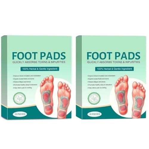 PELIRONE (Pack of 2) Herbal And Gentle Ingredient Foot Pads (20 pieces), Natural Ingredients for Sleep Aid, Pain Relief, Toxin Removal with Bamboo Vinegar Detoxification and Acupoint Micro-Massage Technology