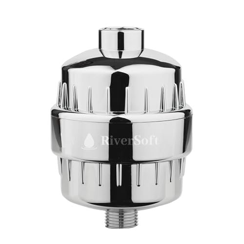RIVERSOFT SF-15 PRO Shower and tap Filter for Hard Water with 15 Stage | Water Softener for Bathroom | Hard Water Filter (Pack of 1,Chrome)