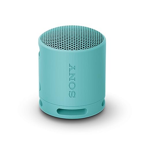 Sony SRS-XB100 Wireless Bluetooth Portable Lightweight Super-Compact Travel Speaker, Extra-Durable IP67 Waterproof & Dustproof, 16 Hrs Batt, Versatile Strap, Extra Bass & Hands-Free Calling-Blue