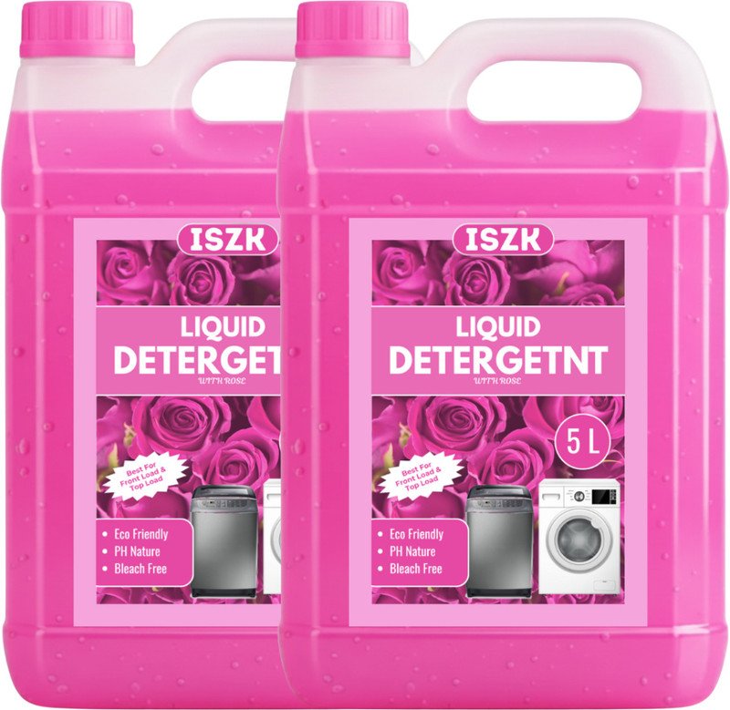 ISZK Liquid Detergent 10L Ultra Wash | Front Load & Top Load Machine | Rose Liquid Detergent(2 x 5000 ml)